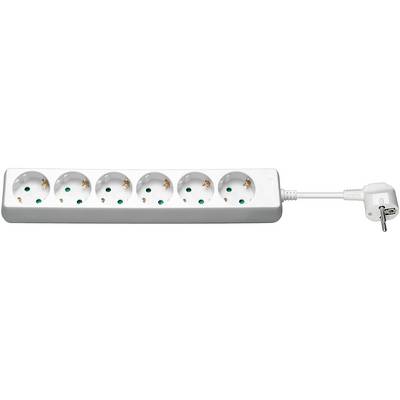 Goobay 38840 Steckdosenleiste mit 45° Buchsen 3500W 6er Mehrfachsteckdose 6 fach Steckdose Schutzkontakt 5m Kabel Weiß-0