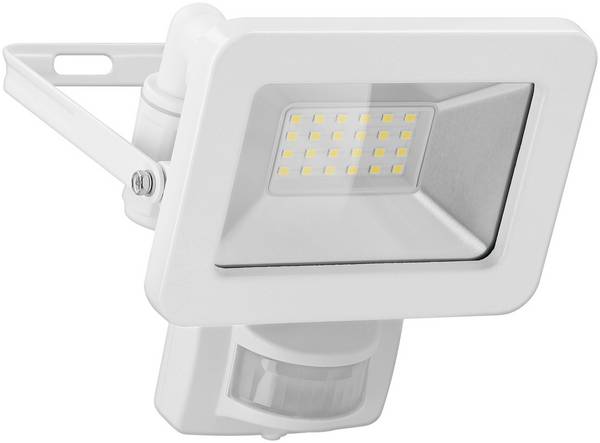 Goobay 53880 LED Außenstrahler Bewegungsmelder 20W / PIR Sensor / 1700lm Neutralweiß Scheinwerfer Außenleuchte / Weiß