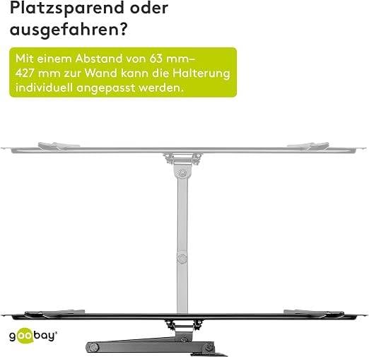 Goobay TV-Wandhalterung Basic FULLMOTION 94 cm (37") - 178 cm (70") neigbar & schwenkbar, VESA 600x400, 35 kg-3