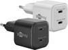 Goobay Nano Dual USB Netzteil 35W Power Delivery GaN Charger, kompaktes universal Ladegerät, 2x USB-C® , Weiß