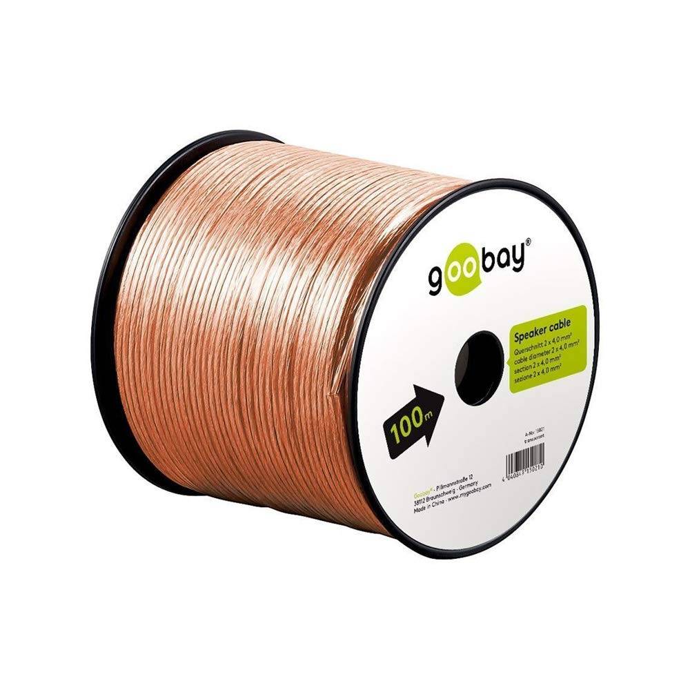 Goobay 15021 Lautsprecherkabel 2x 4mm² CCA Litze / Audiokabel Boxenkabel Litzenkabel / Subwoofer Kabel Transparent 100m-2