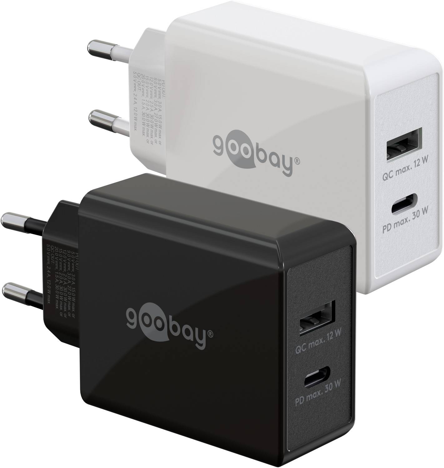 Goobay 61674 Dual Port USB Netzteil 30W / Schnellladegerät PD & QC / USB-A & USB-C Adapter / USB Charger Ladegerät Weiß-0
