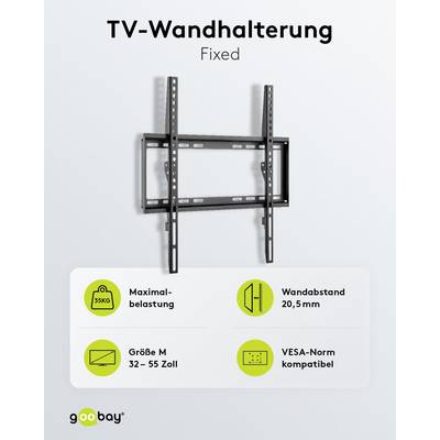 Goobay 49730 TV-Wandhalterung Basic FIXED 81 cm (32") - 140 cm (55") extraflache Fernsehhalterung, VESA 400×400, 35 kg-1