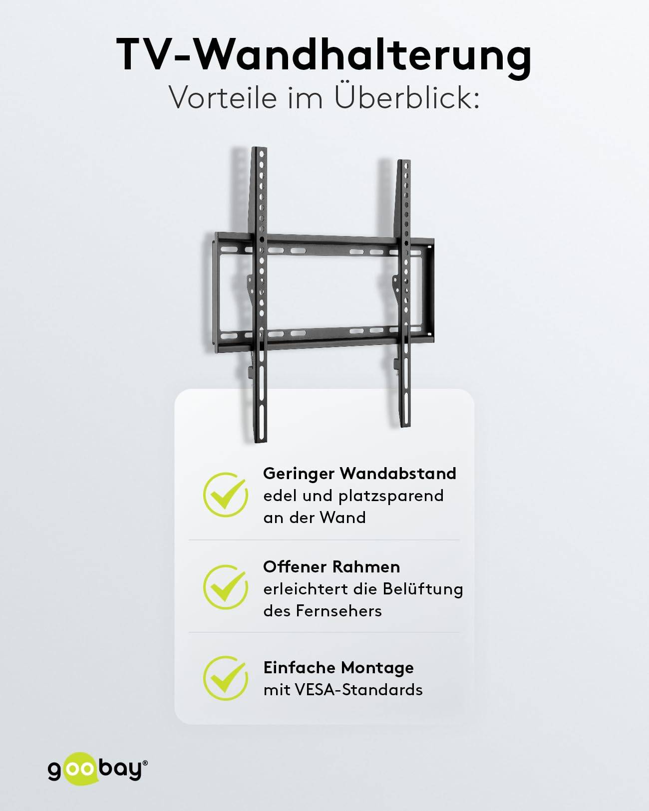 Goobay 49730 TV-Wandhalterung Basic FIXED 81 cm (32") - 140 cm (55") extraflache Fernsehhalterung, VESA 400×400, 35 kg-4