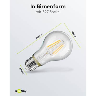 Goobay 65395 LED Glühbirne E27 Leuchtmittel 4 Watt / LED Birne warmweiß 2700 K / Sockel E27 / LED Glühlampe Filament-2