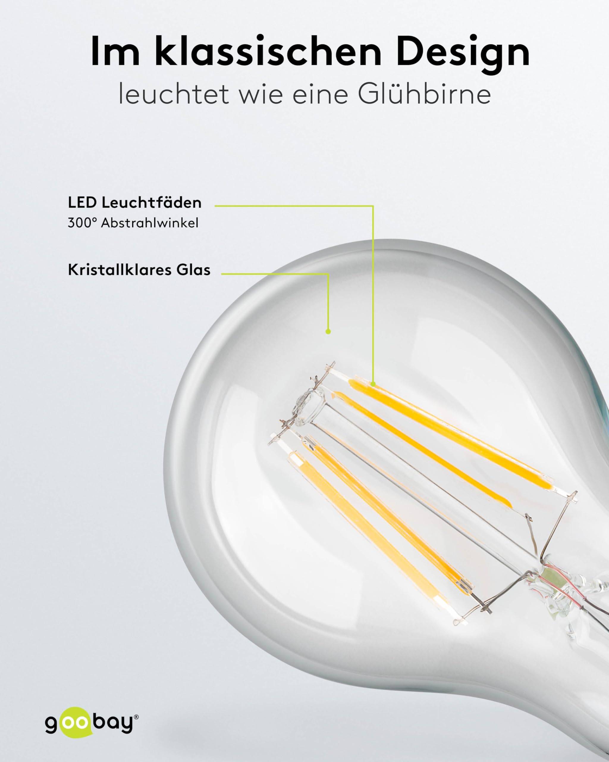 Goobay 65395 LED Glühbirne E27 Leuchtmittel 4 Watt / LED Birne warmweiß 2700 K / Sockel E27 / LED Glühlampe Filament-3