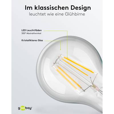 Goobay 65395 LED Glühbirne E27 Leuchtmittel 4 Watt / LED Birne warmweiß 2700 K / Sockel E27 / LED Glühlampe Filament-3