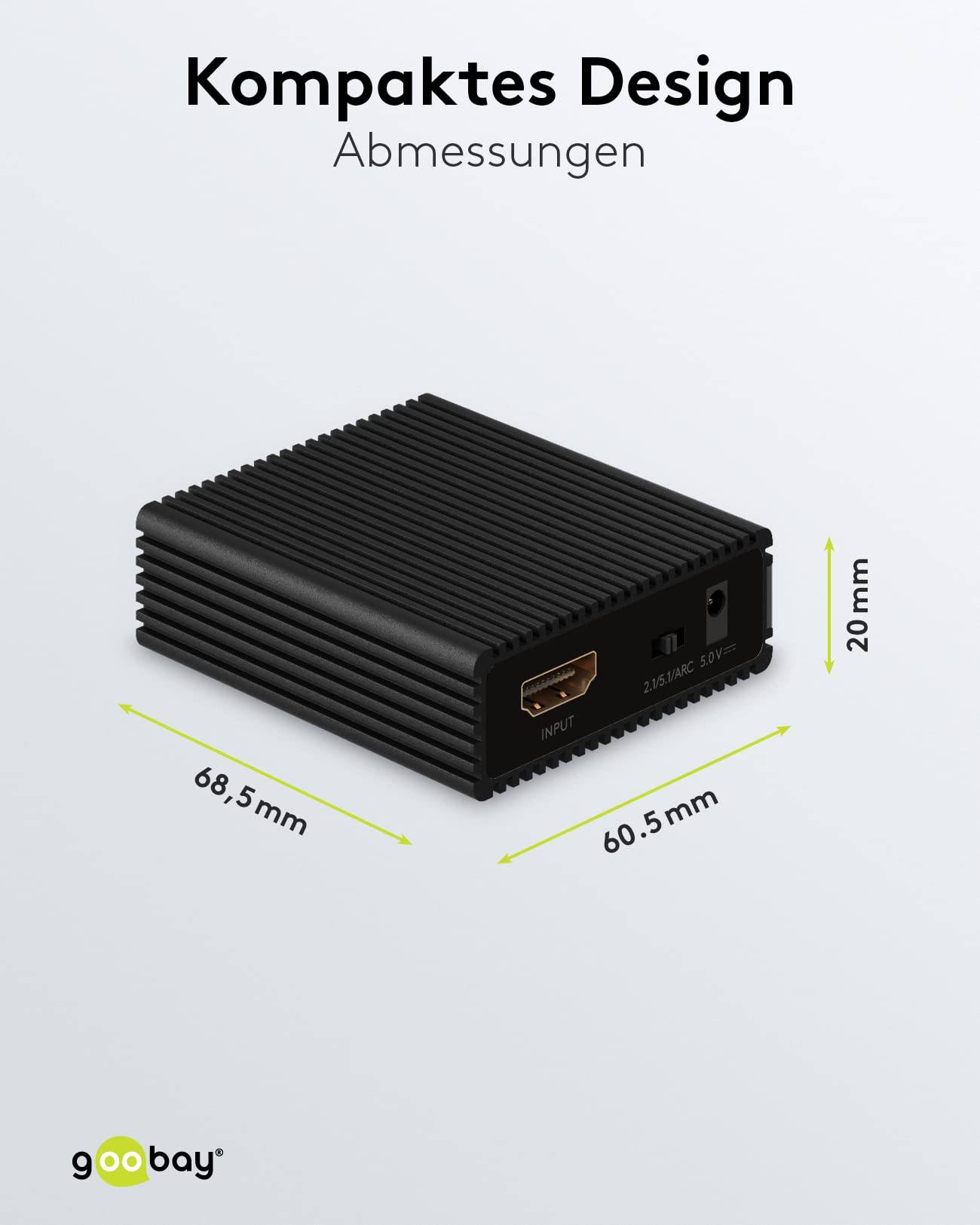 Goobay 58477 HDMI Extractor Audio 4K @ 60Hz Digital auf Analog Konverter 18 Gbit/s HDMI Audio Adapter Toslink & Klinke-2
