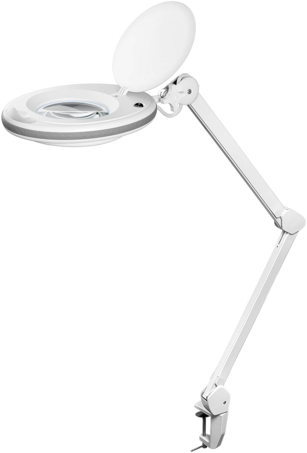 Goobay 60360 LED Lupenleuchte Tischklemme Ø 127mm Kristall Linse 3 Dioptrien Lupe mit Licht Lupenlampe Tischlupe Weiß-0
