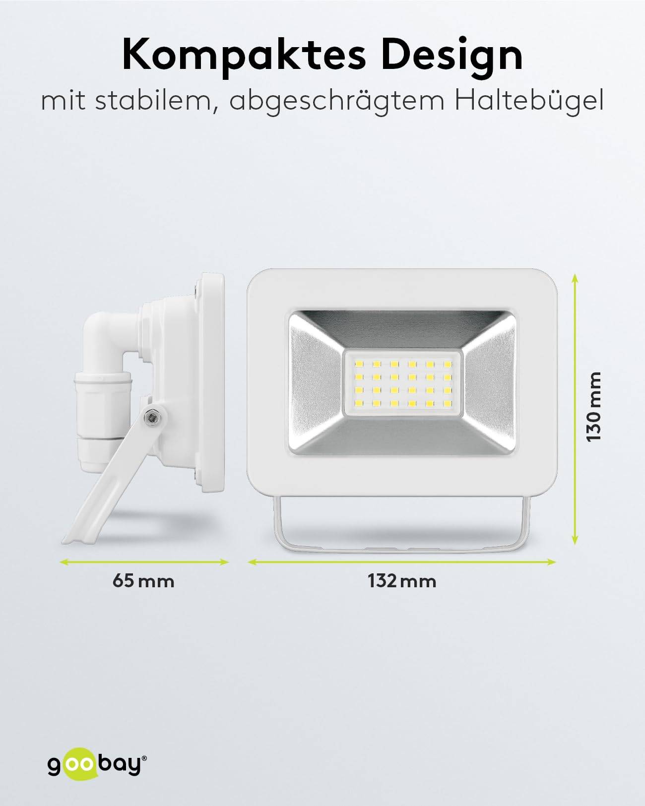 Goobay 53871 LED Strahler Außen 20W Außenstrahler 1700 lm / Scheinwerfer Wandmontage Fluter / IP56 Gartenstrahler / Weiß-2