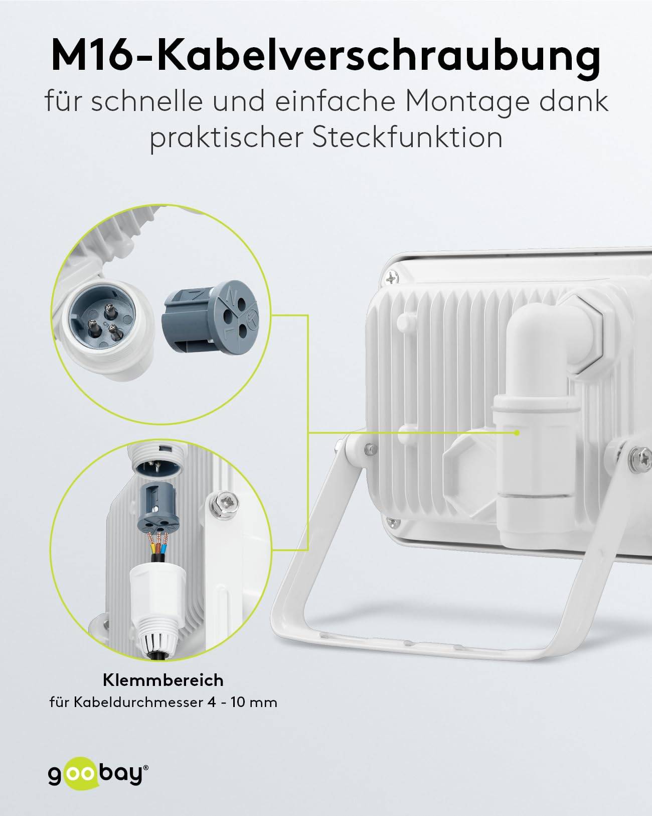 Goobay 53871 LED Strahler Außen 20W Außenstrahler 1700 lm / Scheinwerfer Wandmontage Fluter / IP56 Gartenstrahler / Weiß-4