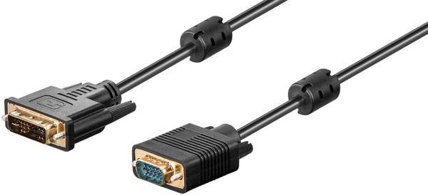 Goobay 93260 DVI-A auf VGA Kabel / Full HD Monitorkabel / DVI A 12+5 Pin Stecker vergoldet / Bildschirmkabel Schwarz 2m
