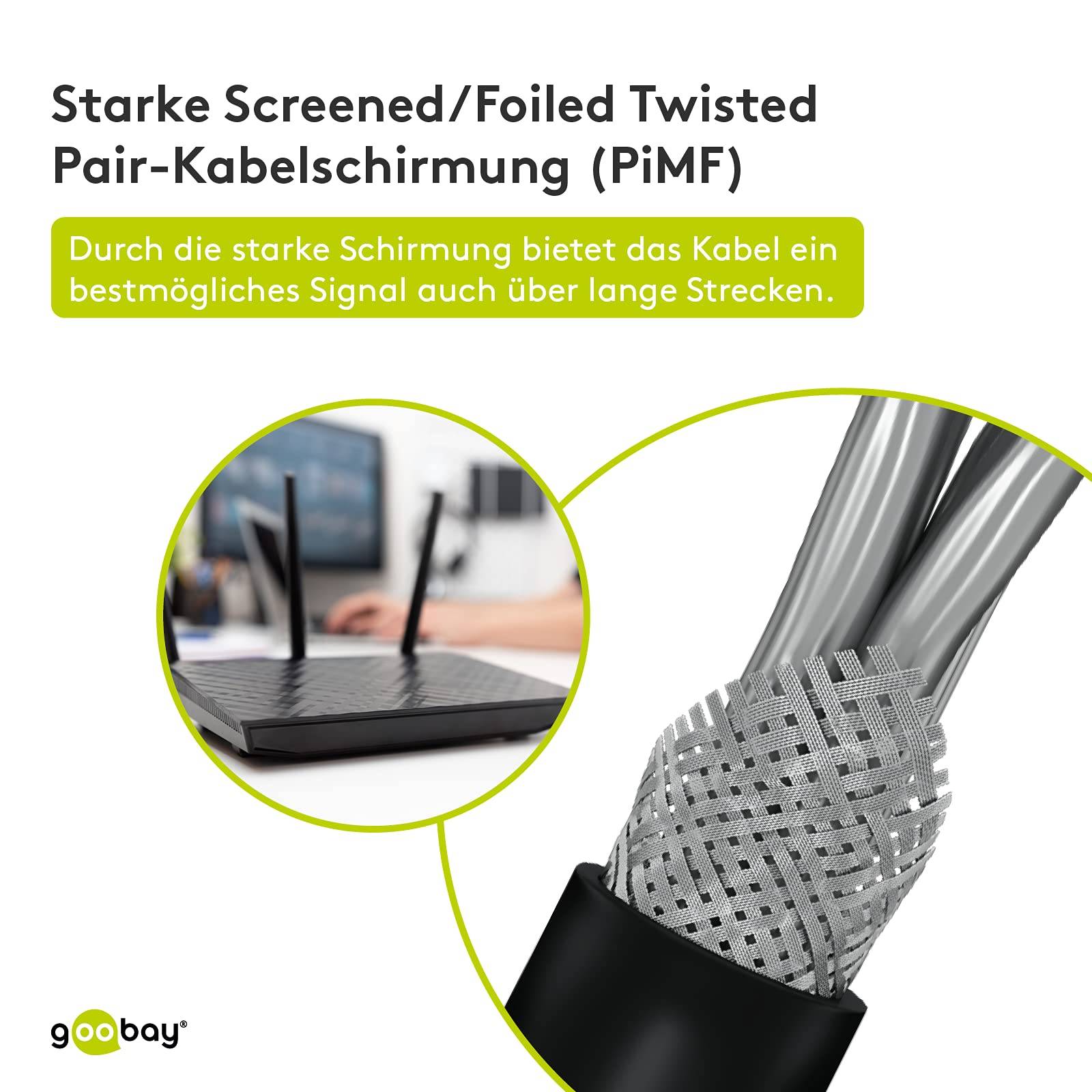 Goobay 52768 CAT 7 Netzwerkkabel SFTP / Außenbereich / Ethernet 600 MHz / OFC Twisted Pair Verlegekabel / Schwarz / 100m-1