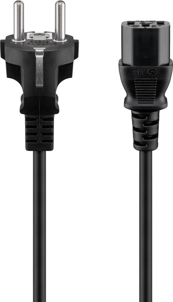 Goobay 96037 Kaltgerätekabel mit C13 Buchse & Schutzkontaktstecker, Universelles Stromkabel, Netzkabel, Schwarz, 5.00 m