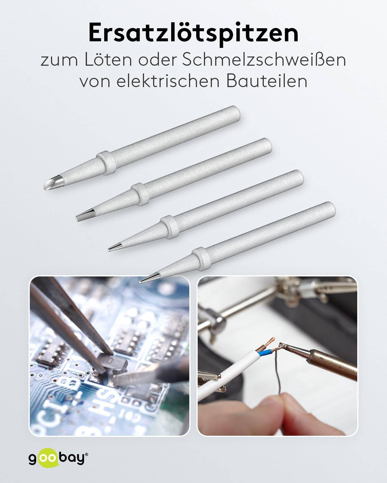 Goobay 51092 Lötspitze Set für Lötstation AP2 / Lötkolben Spitzen Ersatz Lötspitzen Soldering Tips zum Löten / 4 Stück-5