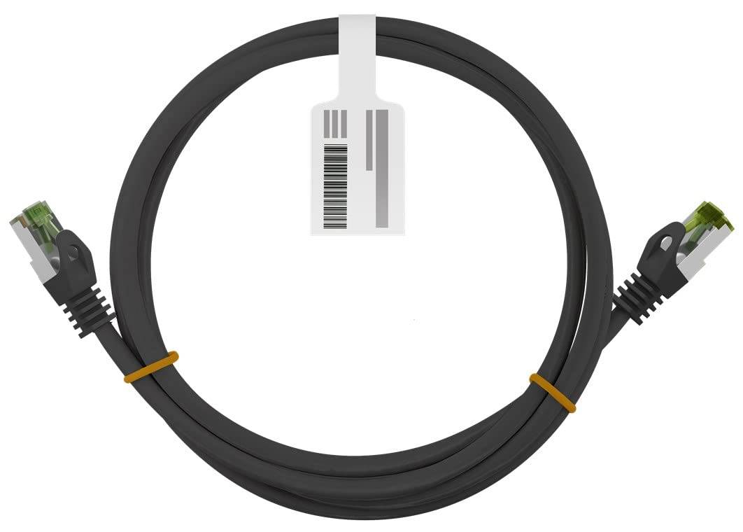 Goobay 61096 CAT 8.1 Patchkabel S/FTP PiMF halogenfrei 2 GHz Netzwerkkabel Internetkabel Patch Cord LAN Kabel Schwarz 5m-4