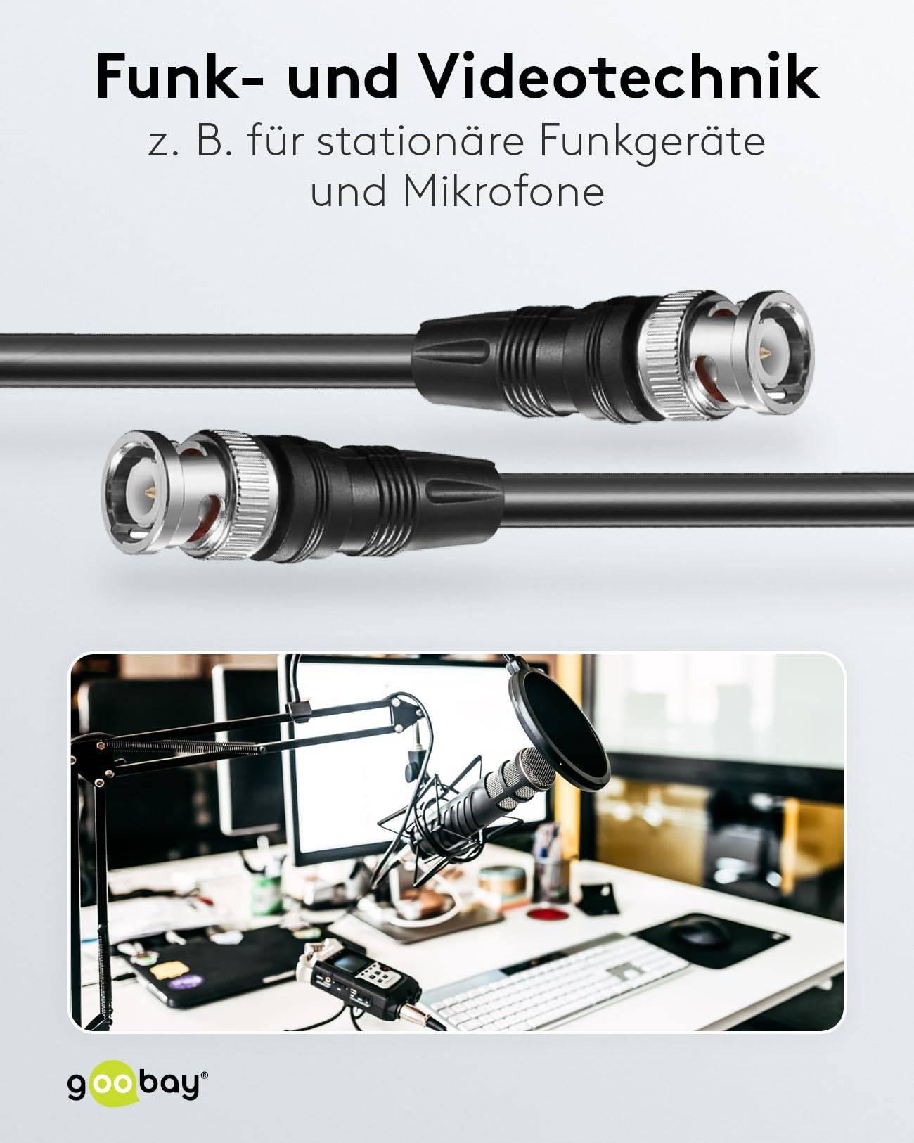 Goobay 71433 BNC Kabel RG58 Koaxialkabel BNC Stecker auf BNC Stecker 50 Ohm Koaxial Kabel Verbindungskabel Schwarz 0,5m-4