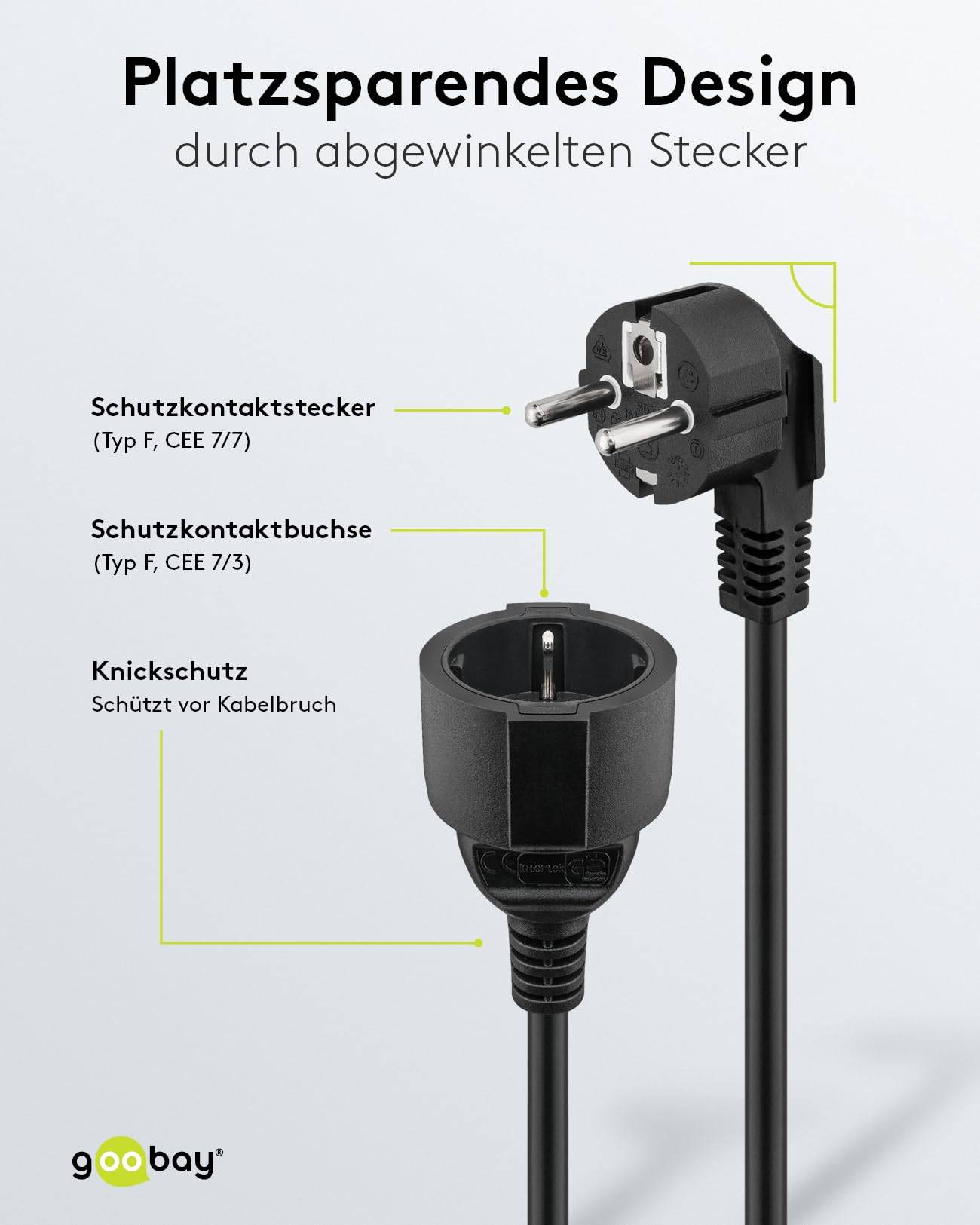 Goobay 93094 Verlängerungskabel mit Schutzkontaktstecker 250V Schutzkontakt 5 Meter Stromkabel Verlängerung Schwarz 5m-2