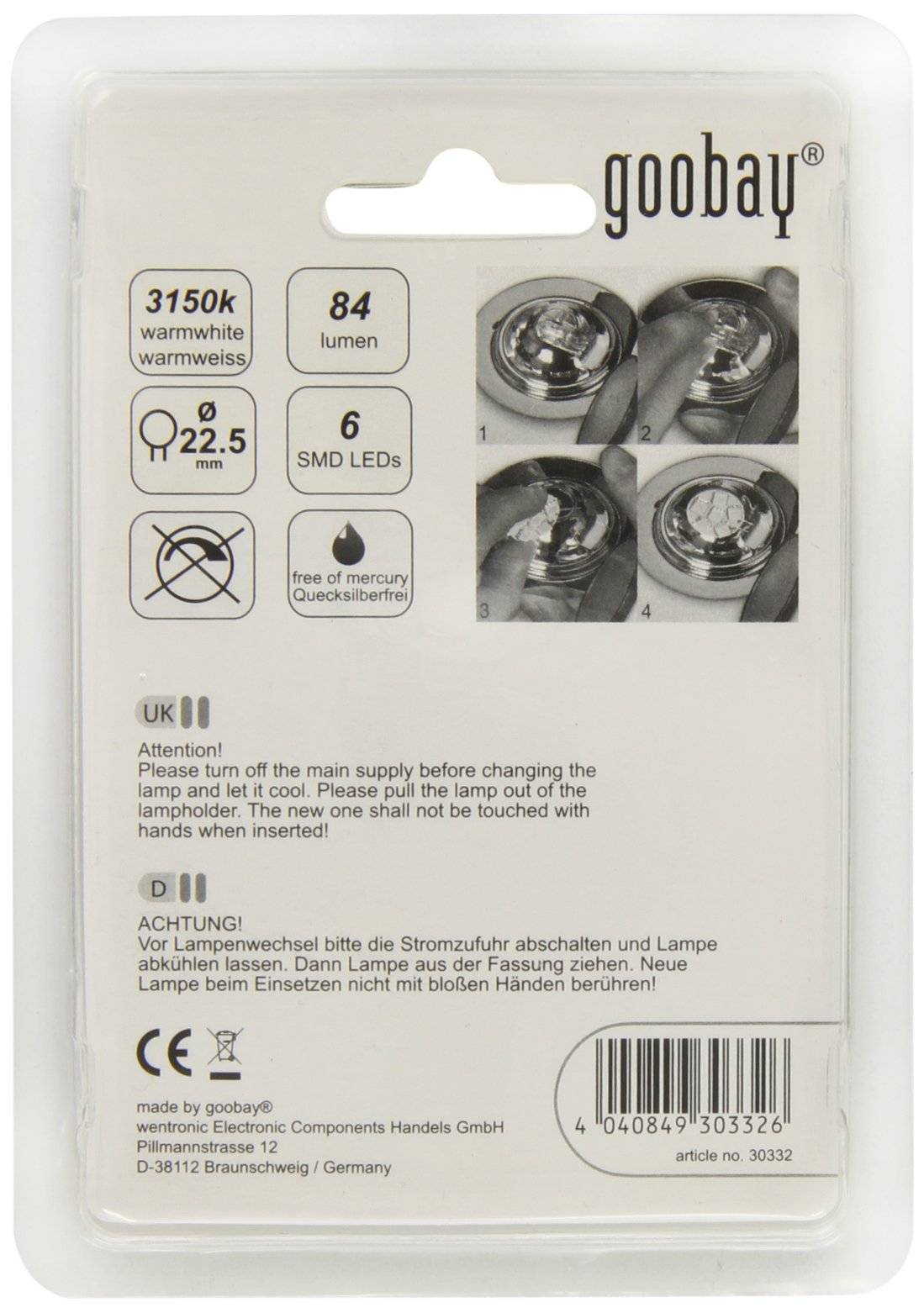 Goobay 30590 LED Strahler G4 Leuchtmittel 1,5 Watt / LED Glühbirne warmweiß 3000 K / Sockel G4 / LED Glühlampe 150 lm-1