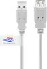 Goobay 68915 USB A 2.0 Highspeed Verlängerungskabel mit USB Zertifikat / Handyladekabel 480 Mbits Ladekabel / Grau / 3m