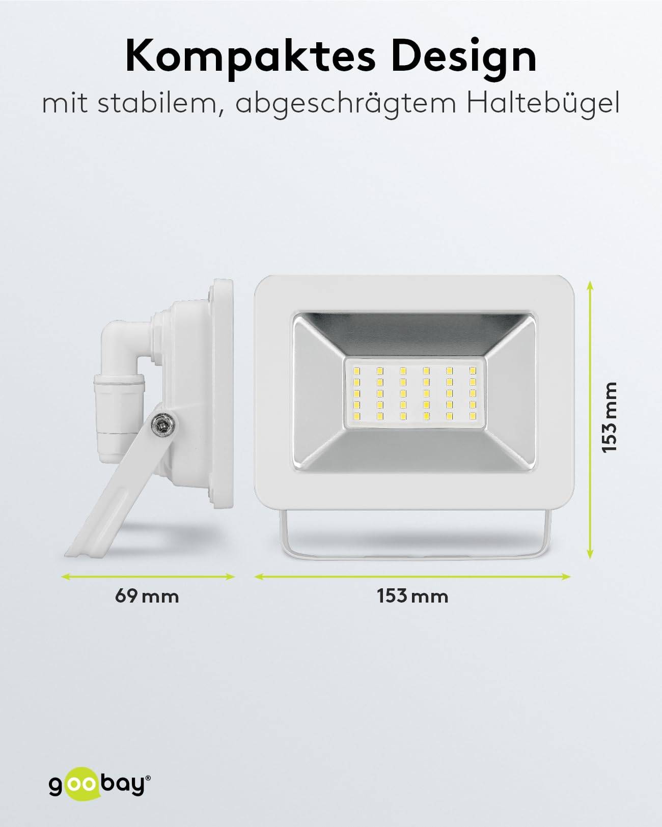Goobay 53873 LED Strahler Außen 30W Außenstrahler 2550 lm / Scheinwerfer Wandmontage Fluter / IP56 Gartenstrahler / Weiß-2