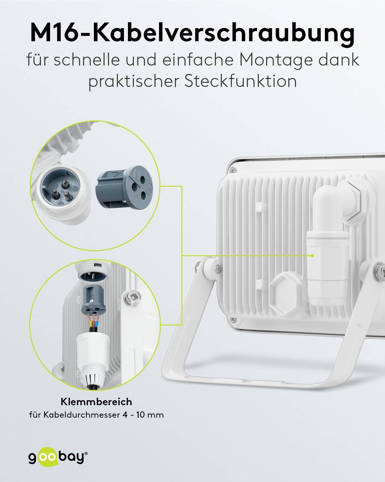 Goobay 53873 LED Strahler Außen 30W Außenstrahler 2550 lm / Scheinwerfer Wandmontage Fluter / IP56 Gartenstrahler / Weiß-4