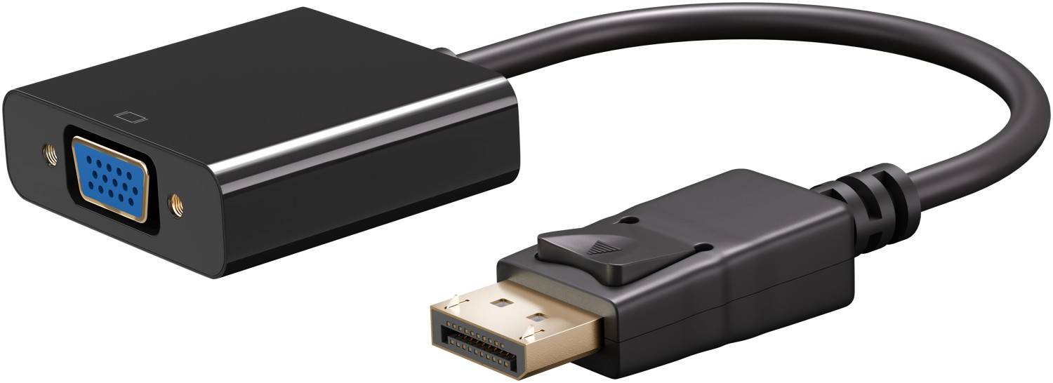 Goobay 60606 DisplayPort auf VGA Adapter / Monitor Adapterkabel / DP Stecker zu VGA Buchse 15 polig Konverter / Schwarz-0