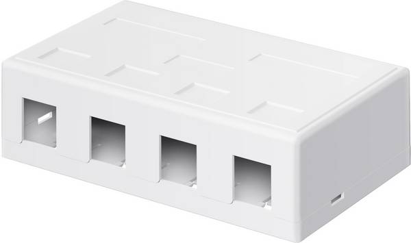 Goobay 79376 Keystone Gehäuse 4 Port / Leer Patch Panel für Keystone Module / 4-fach Aufputzdose / Snap-In-System / Weiß