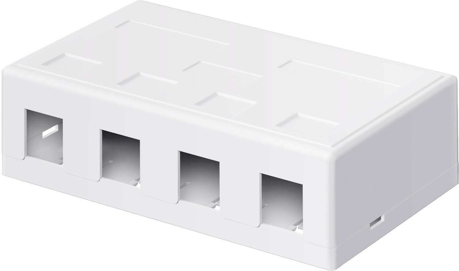 Goobay 79376 Keystone Gehäuse 4 Port / Leer Patch Panel für Keystone Module / 4-fach Aufputzdose / Snap-In-System / Weiß-0