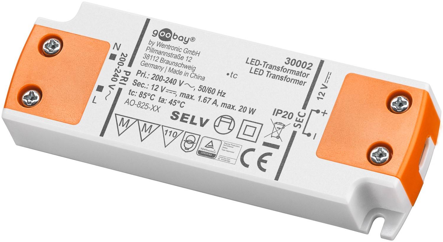 Goobay 30002 LED Trafo 230 V auf 12 V Gleichspannung (DC) für 20W LED Beleuchtung LED Treiber Konstantstromquelle-0