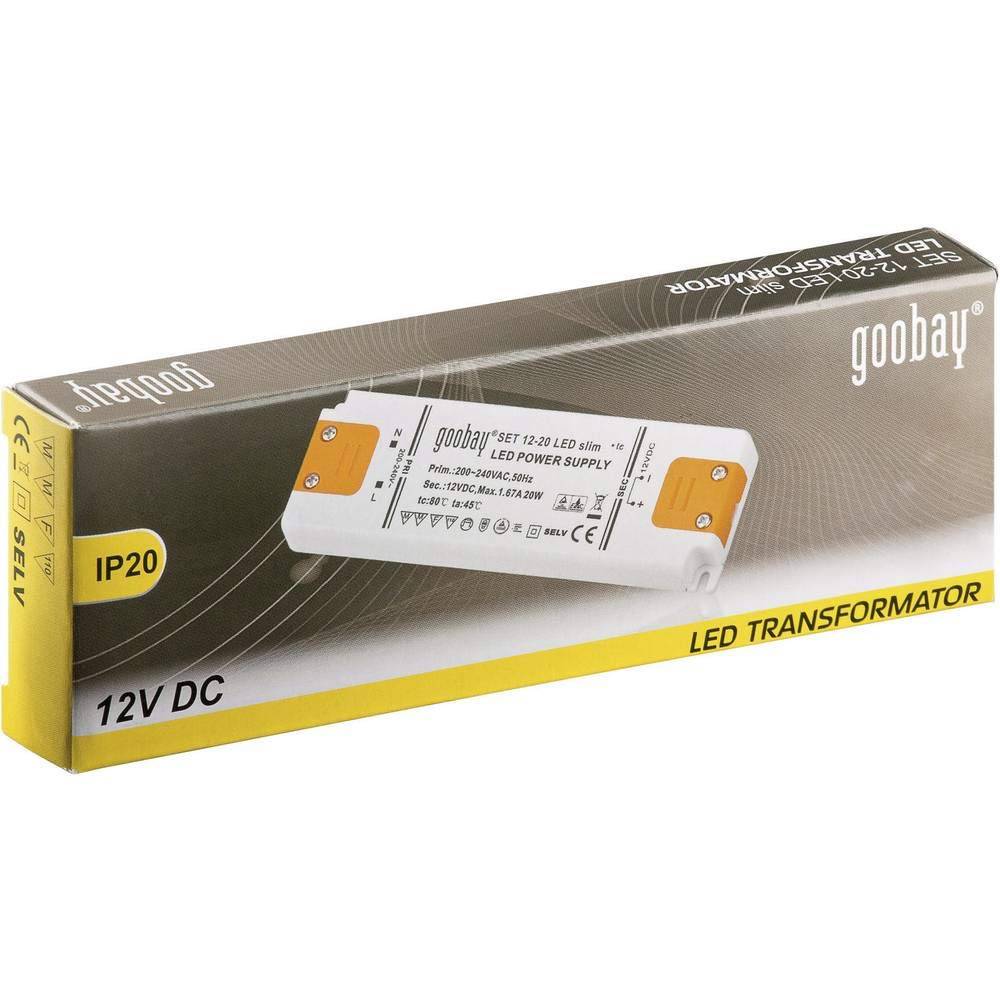 Goobay 30002 LED Trafo 230 V auf 12 V Gleichspannung (DC) für 20W LED Beleuchtung LED Treiber Konstantstromquelle-1