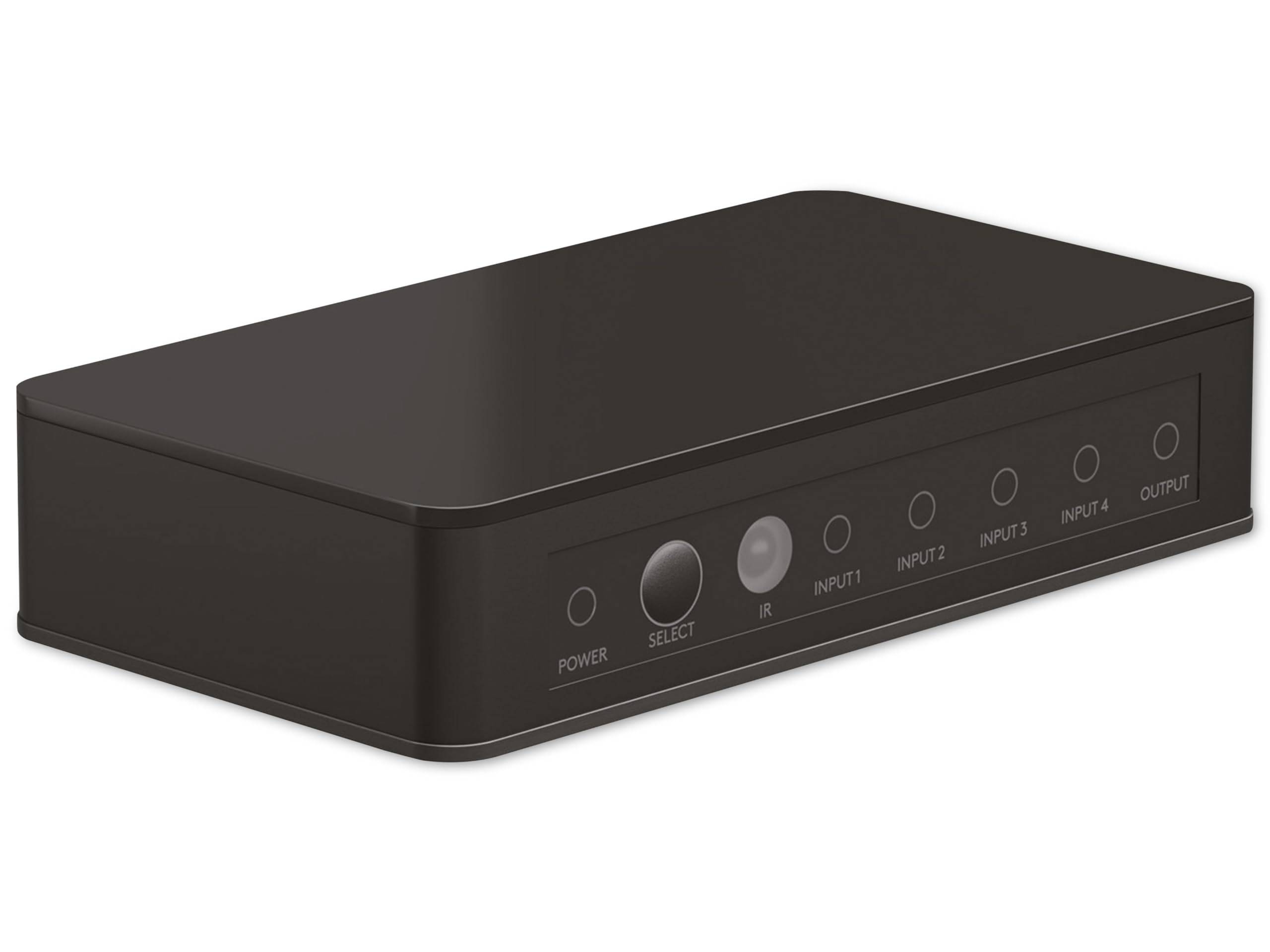 Goobay 58489 HDMI Umschalter 4 in 1 out Fernbedienung HDMI Kabel 4K @ 60Hz HDMI Switch 18 Gbit/s Umschaltbox HDMI Weiche-4