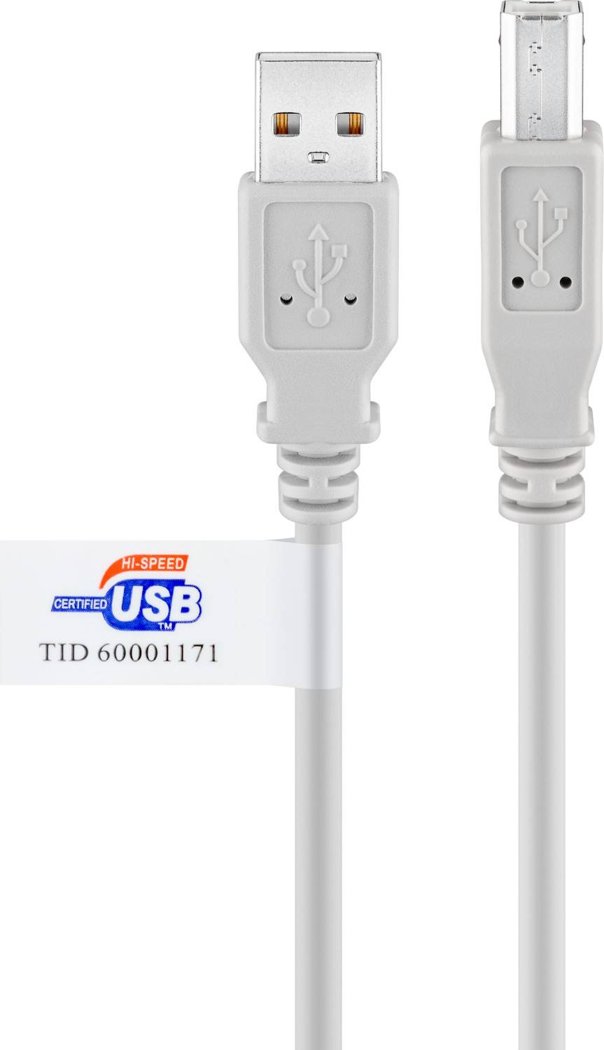 Goobay 50832 USB A 2.0 auf USB B Druckerkabel / Typ B Kabel / 480 Mbits / USB-B für Drucker & Scanner / Grau / 3m-0