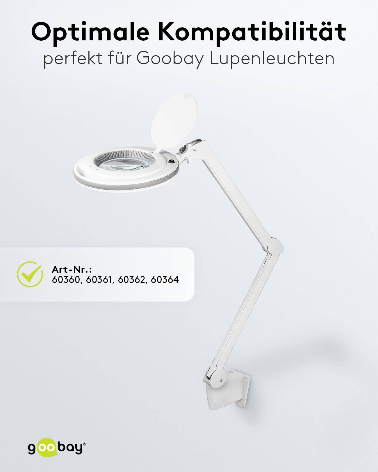 Goobay 55771 Wandhalterung für LED Lupenleuchte mit Gelenkarm zur Wandmontage von Lupenlampen Lupe Befestigung Weiß-4