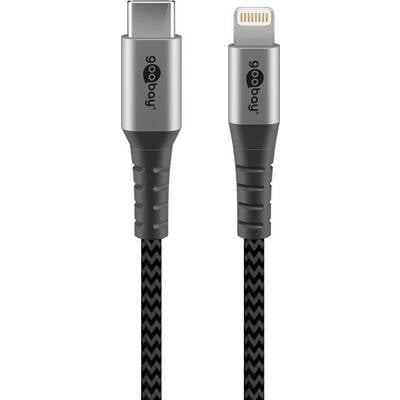 Goobay 49270 Lightning auf USB C Kabel Apple Ladekabel iPhone High Speed MFi iphoneladekabel Textilkabel Grau 0,5m-0