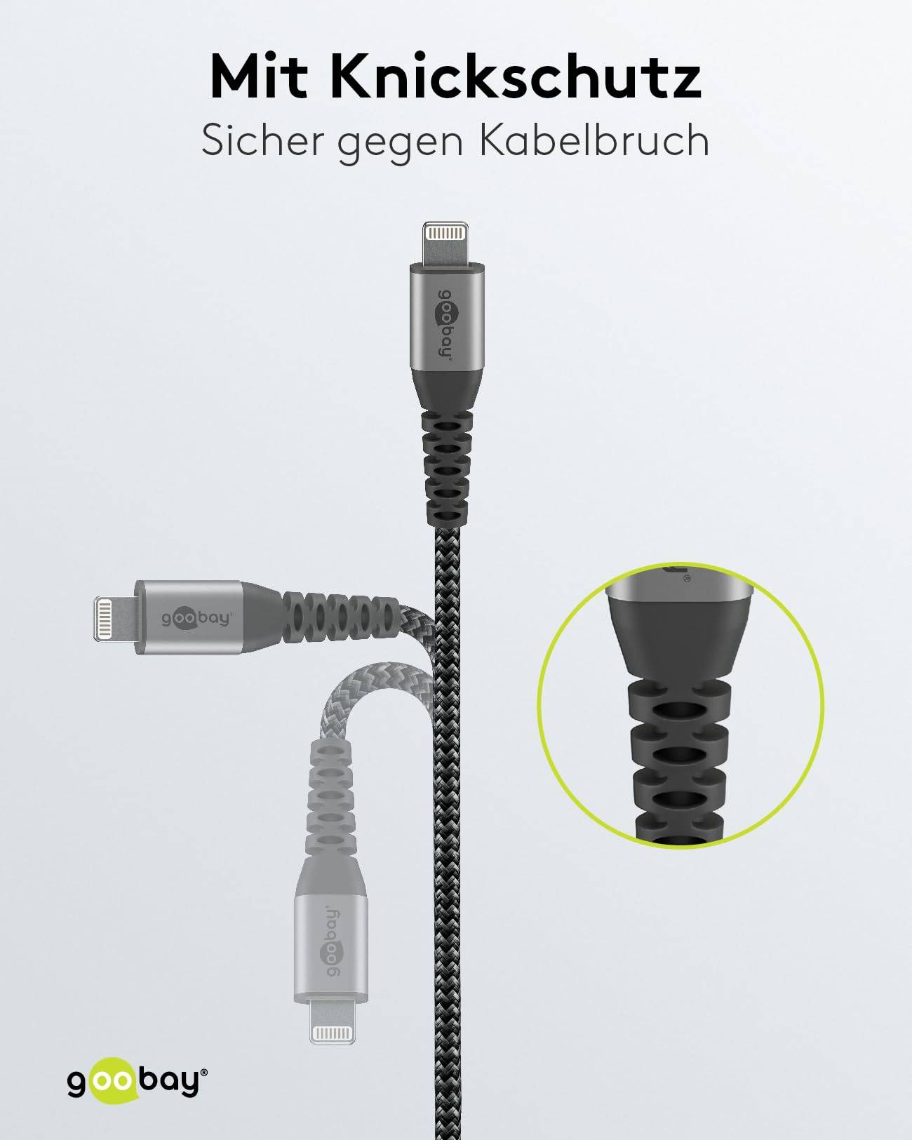 Goobay 49270 Lightning auf USB C Kabel Apple Ladekabel iPhone High Speed MFi iphoneladekabel Textilkabel Grau 0,5m-4
