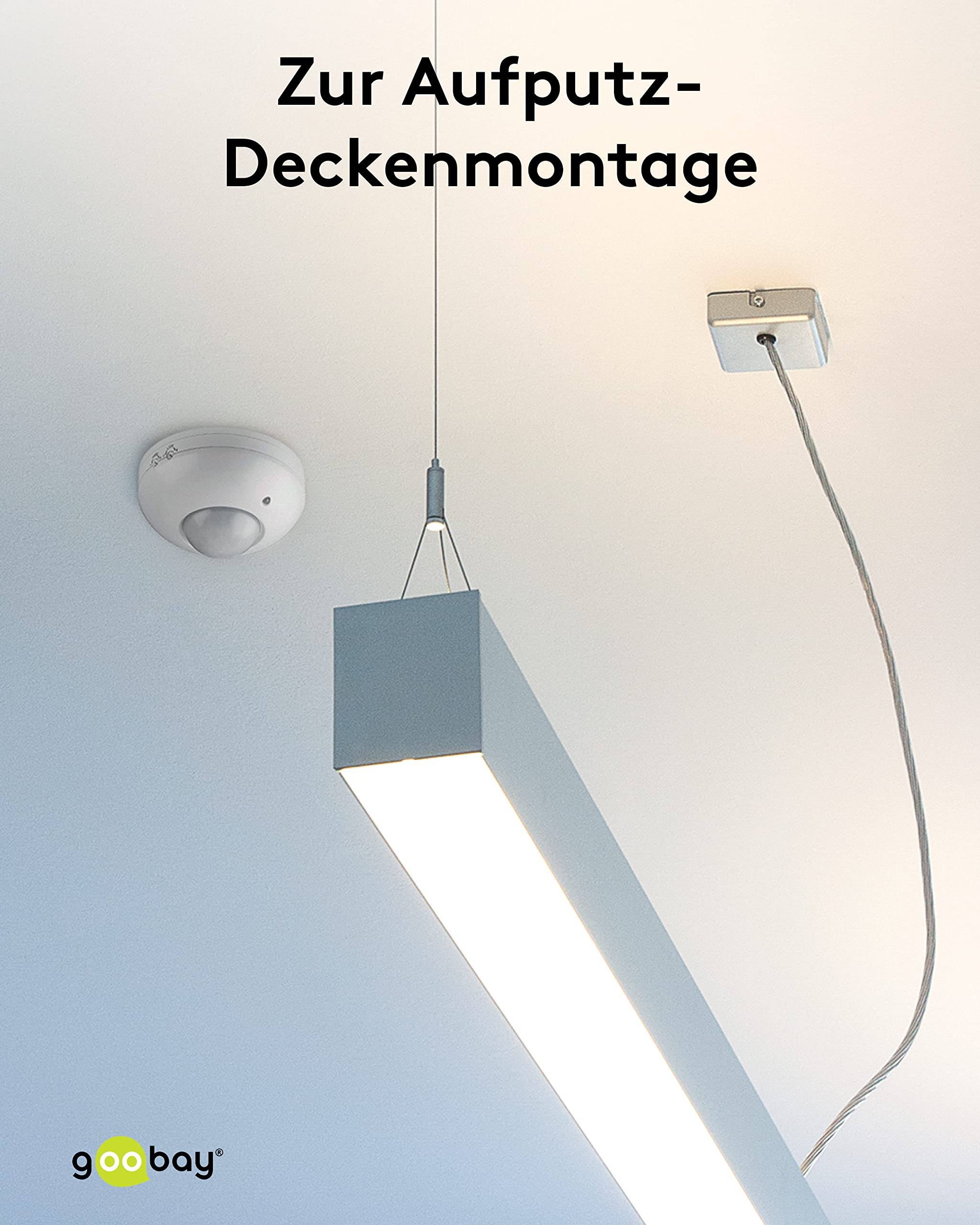 Goobay 95172 Infrarot Bewegungsmelder mit 360° PIR-Sensor für LED Deckenleuchte innen Aufputz Infrarot Melder, 6 m, Weiß-6