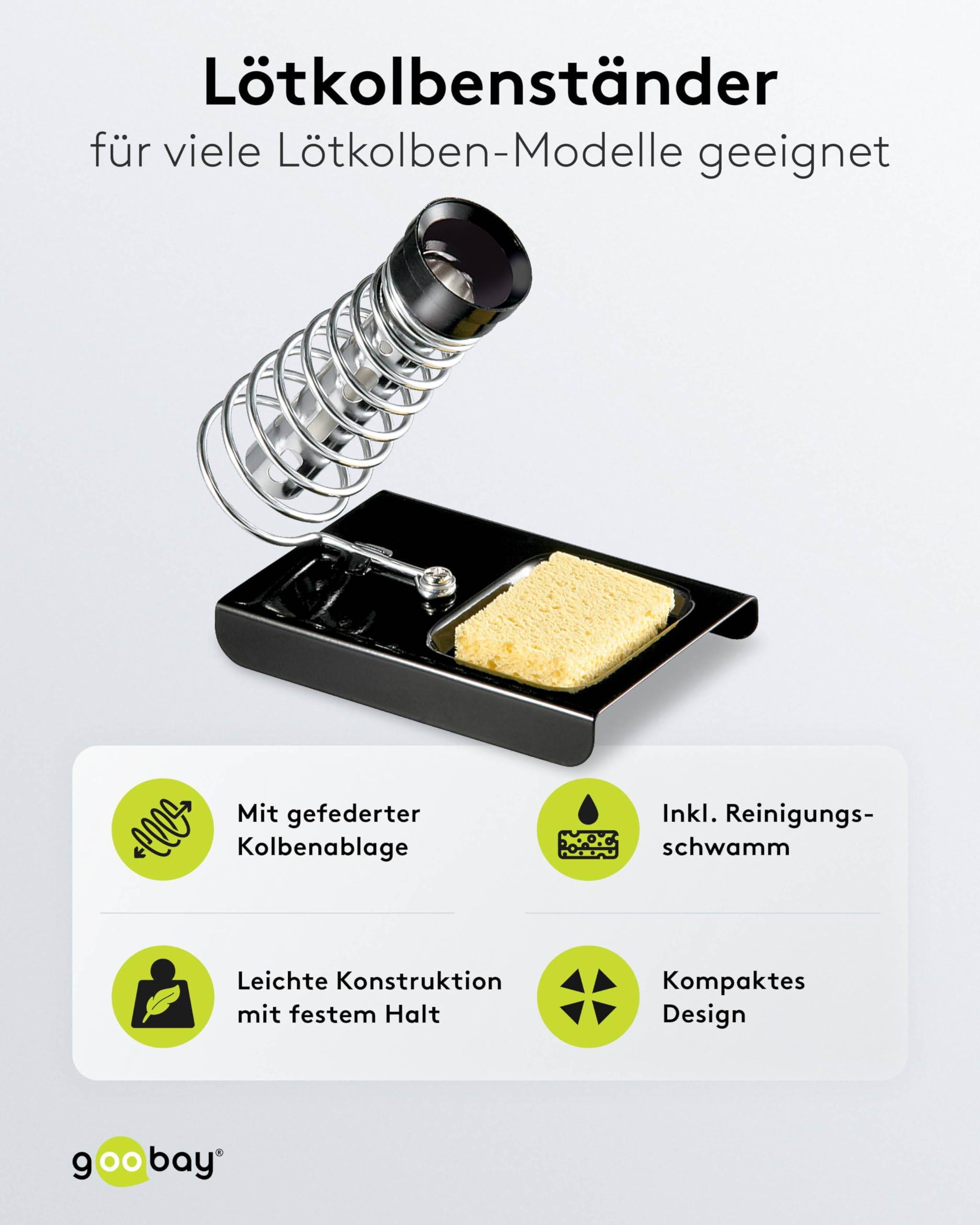 Goobay 51207 Lötkolbenständer mit Lötschwamm / Lötkolbenhalter zur Lötkolben Ablage / Lötkolben Ständer mit Lötschamm-1