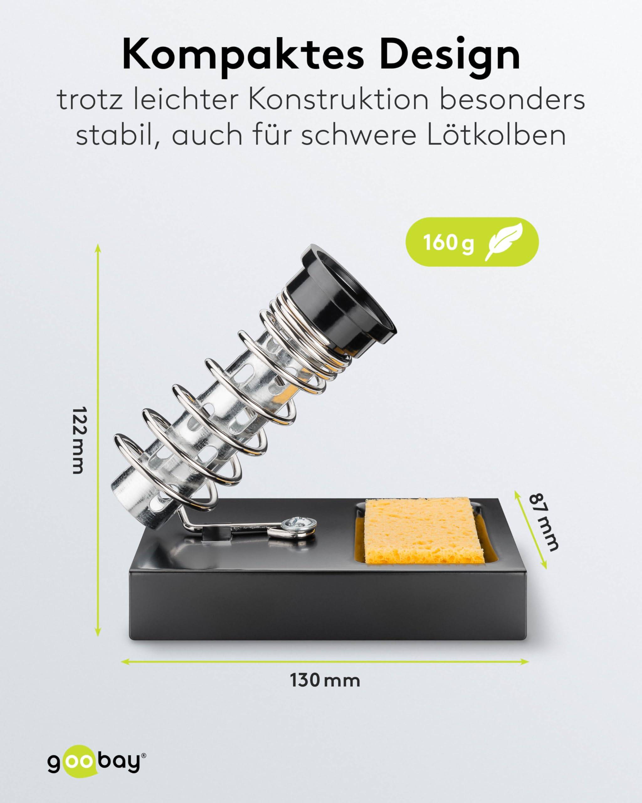 Goobay 51207 Lötkolbenständer mit Lötschwamm / Lötkolbenhalter zur Lötkolben Ablage / Lötkolben Ständer mit Lötschamm-2