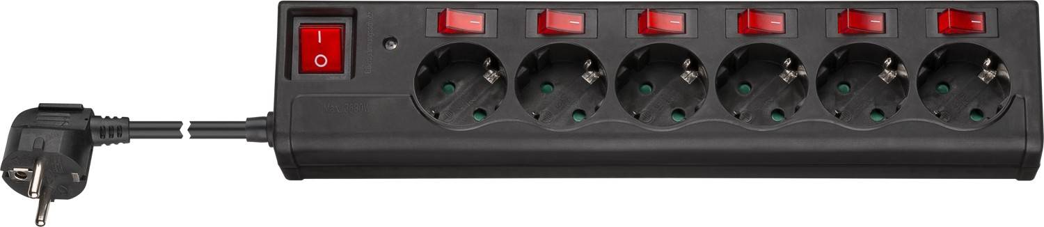 Goobay 72567 6fach Steckdosenleiste mit Schalter Steckdosen einzeln schaltbar Mehrfachsteckdose Steckleiste 1.5m Schwarz-0