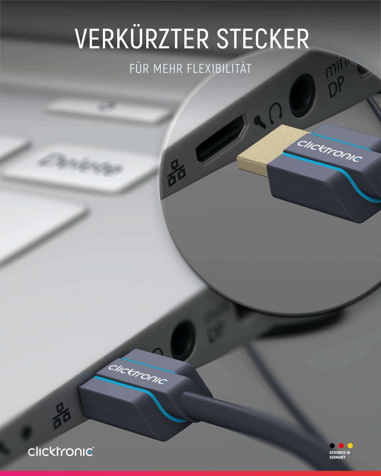Clicktronic 70704 Ultra-Slim High-Speed-HDMI™-Kabel mit Ethernet, UHD 4K @ 60 Hz Monitorkabel, Schirmung, 2.00 m, Grau-6