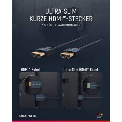 Clicktronic 70704 Ultra-Slim High-Speed-HDMI™-Kabel mit Ethernet, UHD 4K @ 60 Hz Monitorkabel, Schirmung, 2.00 m, Grau-4