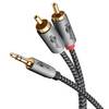 Goobay Plus 65289 AUX auf Cinch Adapterkabel / 3,5 mm Klinkenstecker / Y Cinchkabel Textilkabel Shark Skin / Grau / 3m