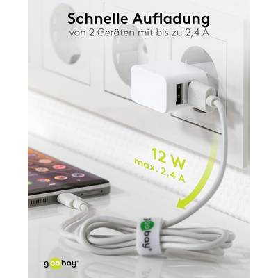 Goobay 44952 Dual USB-A Netzteil 12W / Universal Ladegerät Apple & Samsung / USB A Adapter / 2 Port Ladestecker / Weiß-5
