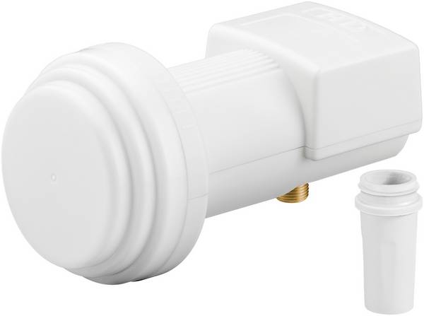 Goobay 67269 Universal Single LNB 1x Teilnehmer UHD 8K vergoldete F-Buchse wasserdicht SAT LNB digital DVB-S2 & DVB-S