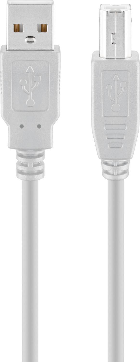 Goobay 68712 USB 2.0 auf USB B Adapterkabel / Druckerkabel 480 Mbits / USB 2.0 Typ B Drucker & Scanner / Grau / 1,8m