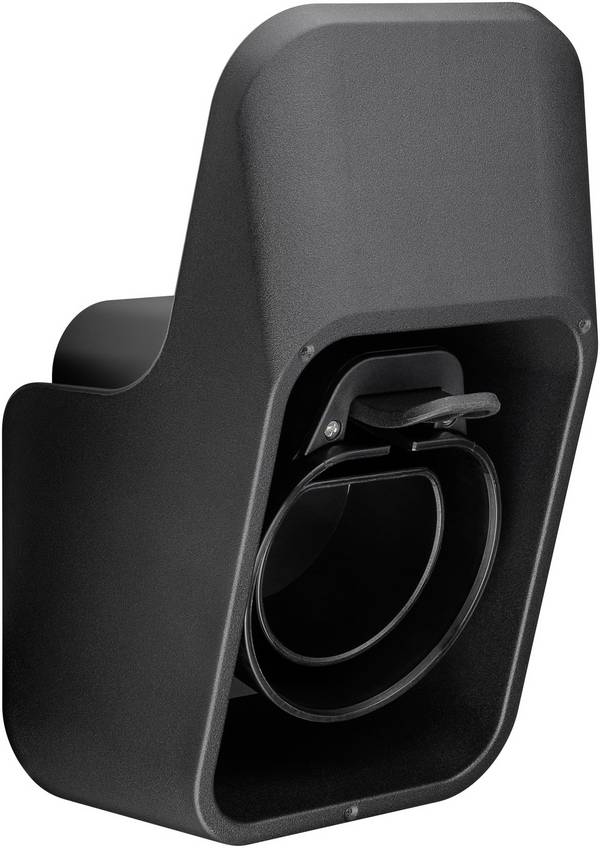 Goobay 61143 Wandhalterung Typ 2 Ladekabel Hybrid & E-Auto Stecker Schutz Halterung mit Ablage für Wallbox Wand, Schwarz