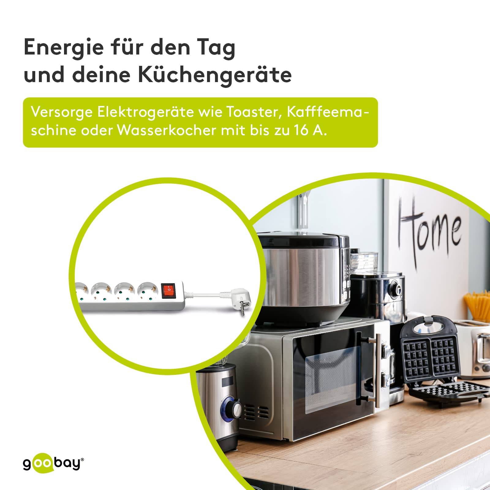 Goobay 51288 Steckdosenleiste mit Schalter zum Energiesparen, 6 fach Steckdose mit Überspannungsschutz, 1.5 m Kabel-3