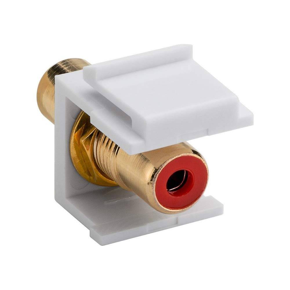 Goobay 79669 Keystone Modul Cinch / 2 Cinch-Buchsen für RCA Kabel & Cinchstecker / Cinchkabel Anschluss vergoldet / Rot-2