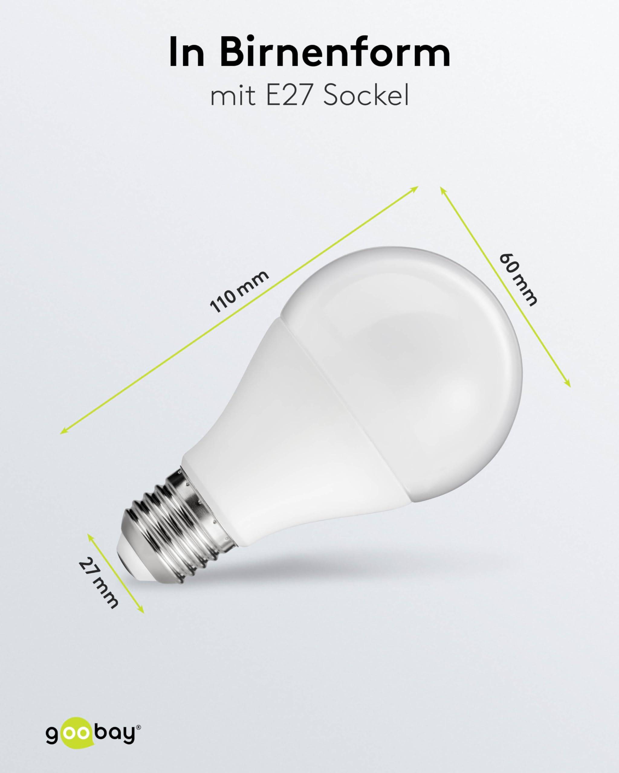 Goobay 65388 LED Glühbirne E27 Leuchtmittel 11 Watt / LED Birne warmweiß 3000 K / Sockel E27 / LED Glühlampe mattiert-2